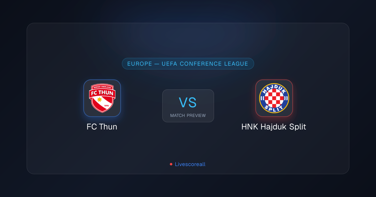 FC Thun vs HNK Hajduk Split Preview, H2H & Lineups - Oct 22, 2026 ...